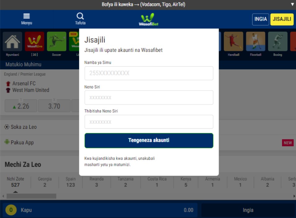 HOW TO REGISTER IN WASAFI BET 2